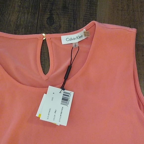 Coral Calvin Klein Sleeveless Blouse Size Medium NWT - Picture 3 of 4